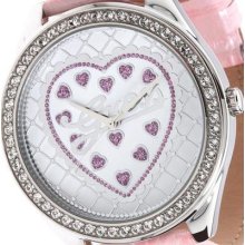 Guess Women's Pink Leather Strap Silver Tone Dial Watch U85141l2