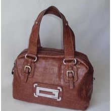 Guess Women's Satchel Logo World Cognac Shoulder Bag Handbag Purse Hobo
