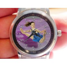 Gymnastic Olympic Sport Unique Steel Gift Watch With Caterpillar Style Bracelet