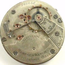 Hampden 18 Size Complete Running Pocket Watch Movement - Spare Parts / Repair