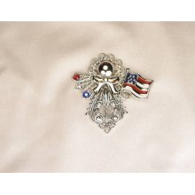 Handcrafted Patriotic Guardian Angel & Flag Pin/pendant