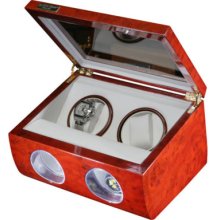 High Quality Diplomat Deluxe Cherrywood Dual 2 Watch Automatic Winder Box / Case