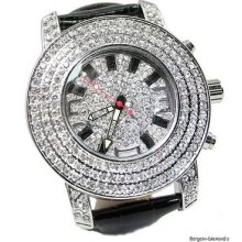 Hip-hop Cz-ice Out Dial Bling Clubbin 3-row Mens Designer Style Mans Unisex Big