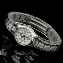 Hot Elegant Design White Dial Quartz Stainless Steel Strap Wrist Watch Cool Gift