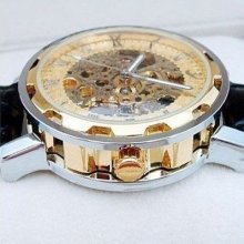 Hot Men Boy Hand-winding Hollow Skeleton Mechanical Sport Wrist Watch Box Gift