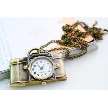 Hottest Retro Pocket Watch Brass Antique Camera Bronzing Necklace Wa