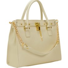 Hs 5092 Amara Iv Leather Ivory Chain Structured Tote