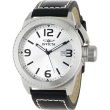 Invicta Men S 1110 Corduba Collection Silver Dial Black Leather Watch Casual Wr