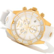 Invicta Mens Pro Grand Diver Swiss Chronograph Silver Dial Gold Tone Case Watch