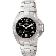 Invicta Mens Signature Ii Date Display Black Dial Stainless Steel Bracelet Watch