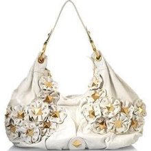 Isabella Fiore Star Stud Angie White Leather Handbag