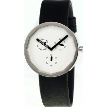 Issey Miyake Twelve 38mm Chronograph Watch White Dial; Leather Black Band; Silver Bezel; Clea - Issey Miyake Watches