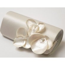 Ivory Orchid Flower Bridal Clutch - Bridesmaid Clutch - Bouquet Clutch Kisslock Snap Frame - Champagne Ivory White
