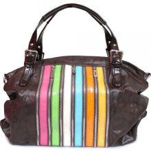 Janice Rock Zipper Satchel Brown