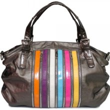 Janice Rock Zipper Satchel Pewter