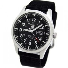 Japan Seiko 5 Automatic Mens Day Date Military 100m Sports Watch Snzg15j1 Black