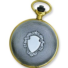 JD Manoir Shield Two-tone Case White Dial Quartz Pocket Watch