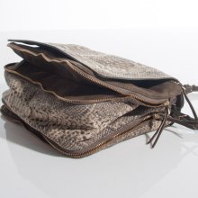 Jerome Dreyfuss Igory Leather Purse in Snake Print