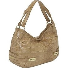 Jessica Simpson Naomi Hobo Gold Brown Saddle Handbag Tan Crocodile Vintage