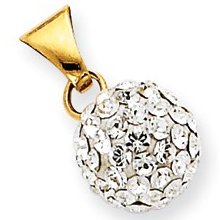 Jewelryweb 14k 8mmRound Crystal Pendant