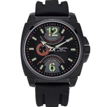 Jorg Gray Jg1040 18 Dual Time Display Black Silicone Strap Men's Watch