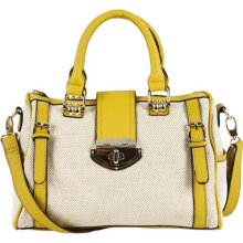 Josie Woven Satchel - Beige/Mustard Yellow ...