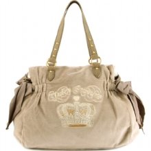 Juicy Couture Sequin Crown Sand Satchel Day Dreamer Bag Xl