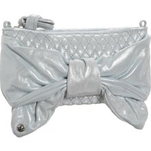 Juicy Couture Soft Eggshell Shimmer Silver Bow Capsule Clutch YHRU2219