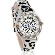 Julius JA-581 Round Dial PU Leather Band Women's Glow Watch (White)