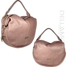 Just Cavalli Handbag Mauve Leather Slouchy Hobo Bag w/Side Pockets (JC168)