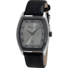 Kenneth Cole Mens Classic Analog Stainless Watch - Black Leather Strap - Gunmetal Dial - KC1890
