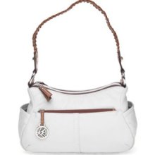 Kim RogersÂ® White Braided Waxy Pebble Double Entry Hobo