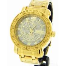 King Master Men Diamond Gold-tone Stainless Steel Case Silver Diamond Dial Watch