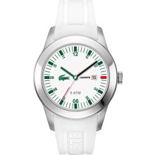 Lacoste 2010627 Men's Advantage White Dial Rubber Strap Stainless Steel Watch