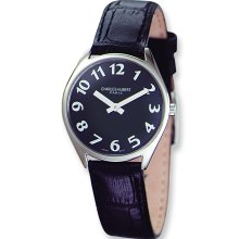 Ladies Charles Hubert Leather Band Black Dial Super Slim Watch