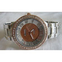 Ladies Geneva Coppertone/gemstone Bling Watch + Michael Kors Perfume Sample