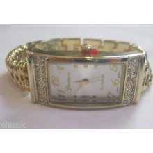 Ladies Geneva Goldtone Bling Watch With Rope Chain Band