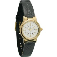 Ladies Gold President Quartz Braille Watch with Leather Band Band