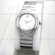 Ladies Movado Sports Edition Se Diamond White Mop Museum Dial Swiss Quartz Watch