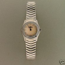 Ladies Steel Wave Diamond Mother Of Pearl Dial & Bezel Ebel Watch