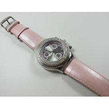 Ladies Technomarine Technodiamond Chronograph Pink Band Dial Diamond Bezel Watch