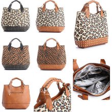 Ladies Totes Leather Handbag Studded Designer Leopard Zebra Hobo Womens Work Bag