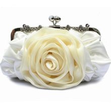 Lady Clutch Purse Satin Flower Wedding Evening Bag Shoulder Handbag Hb42