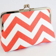 LARGE clutch in Premier Prints CHEVRON Zigzag - Coral