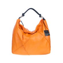 LAURA DI MAGGIO Italian Made Orange Leather Large Shoulder Hobo Bag