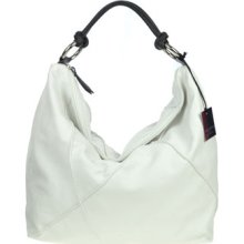 LAURA DI MAGGIO Italian Made White Leather Large Shoulder Hobo Bag