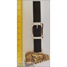 Leather Strap Pocket Watch Fob, Bronze-toned York Central Locomotive Shield
