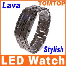 LED Digital Wrist Watch Men Unique Lava Style Iron Blue