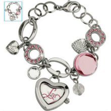 Lipsy Pink & Silver Charm Bracelet Ladies Quartz Watch Lp106