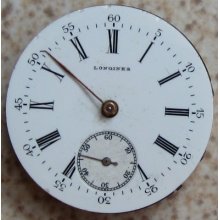 Longines Small Pocket Watch Movement & Dial 26 Mm. Stem To 3 Cal 11.84